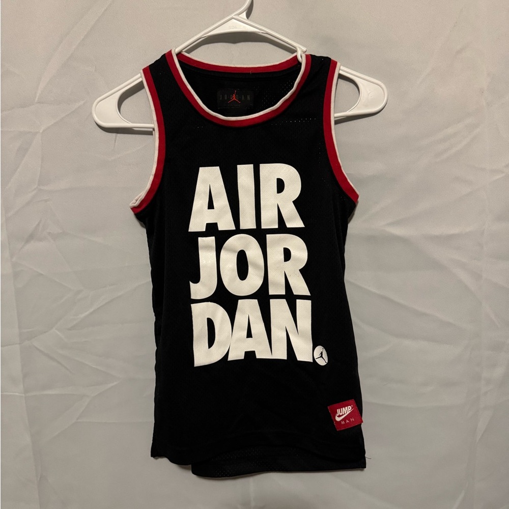 Vintage Jordan Kids Black Tank Top with Red Trim